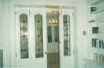 stained leaded + beveled door panels