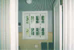 etched & painted clear window glass