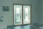 stained & beveled leaded casement window panels